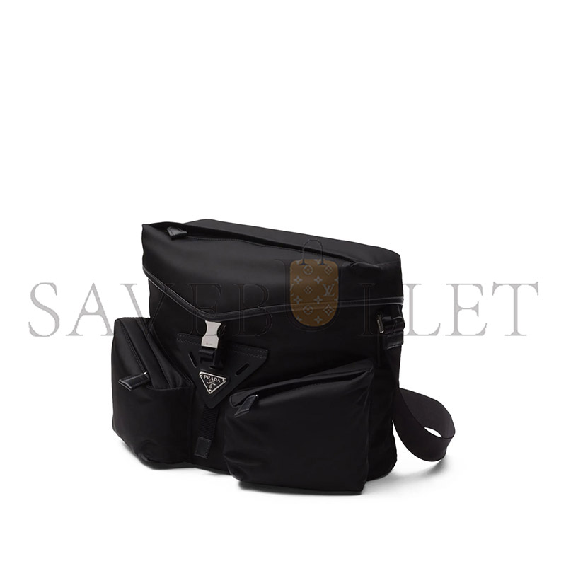 PRADA RE-NYLON AND LEATHER SHOULDER BAG 2VD062 (29*23*15cm) 